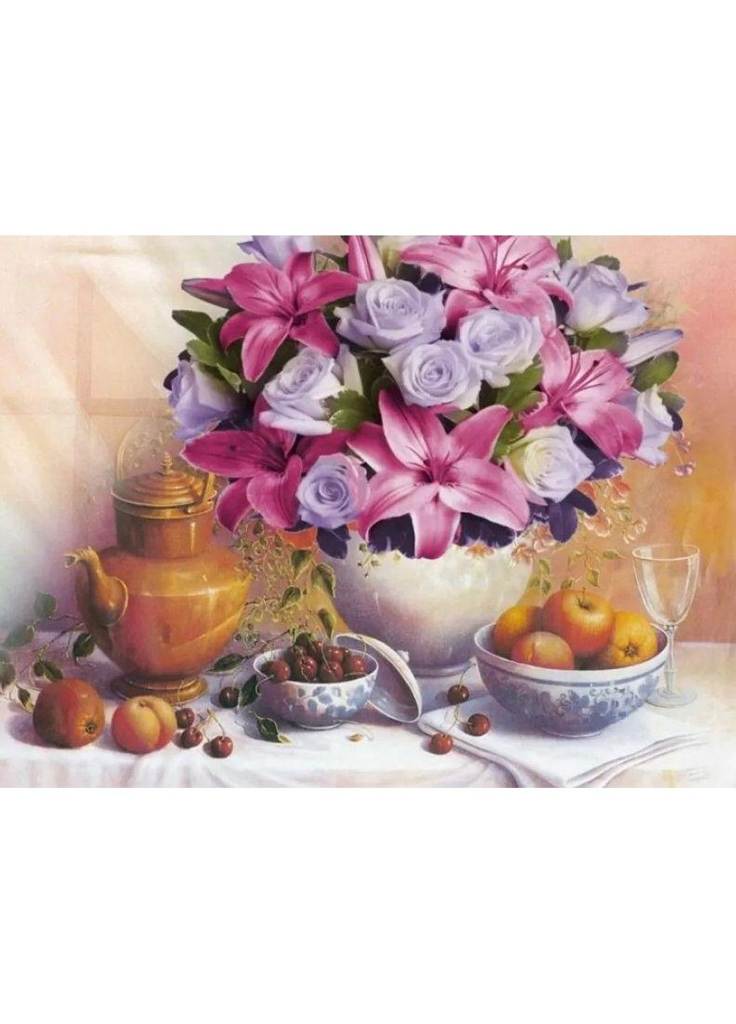 Алмазная вышивка " Розы и лилии" ваза стол натюрморт полная выкладка мозаика 5d наборы 30х40 см No Brand (332207796)