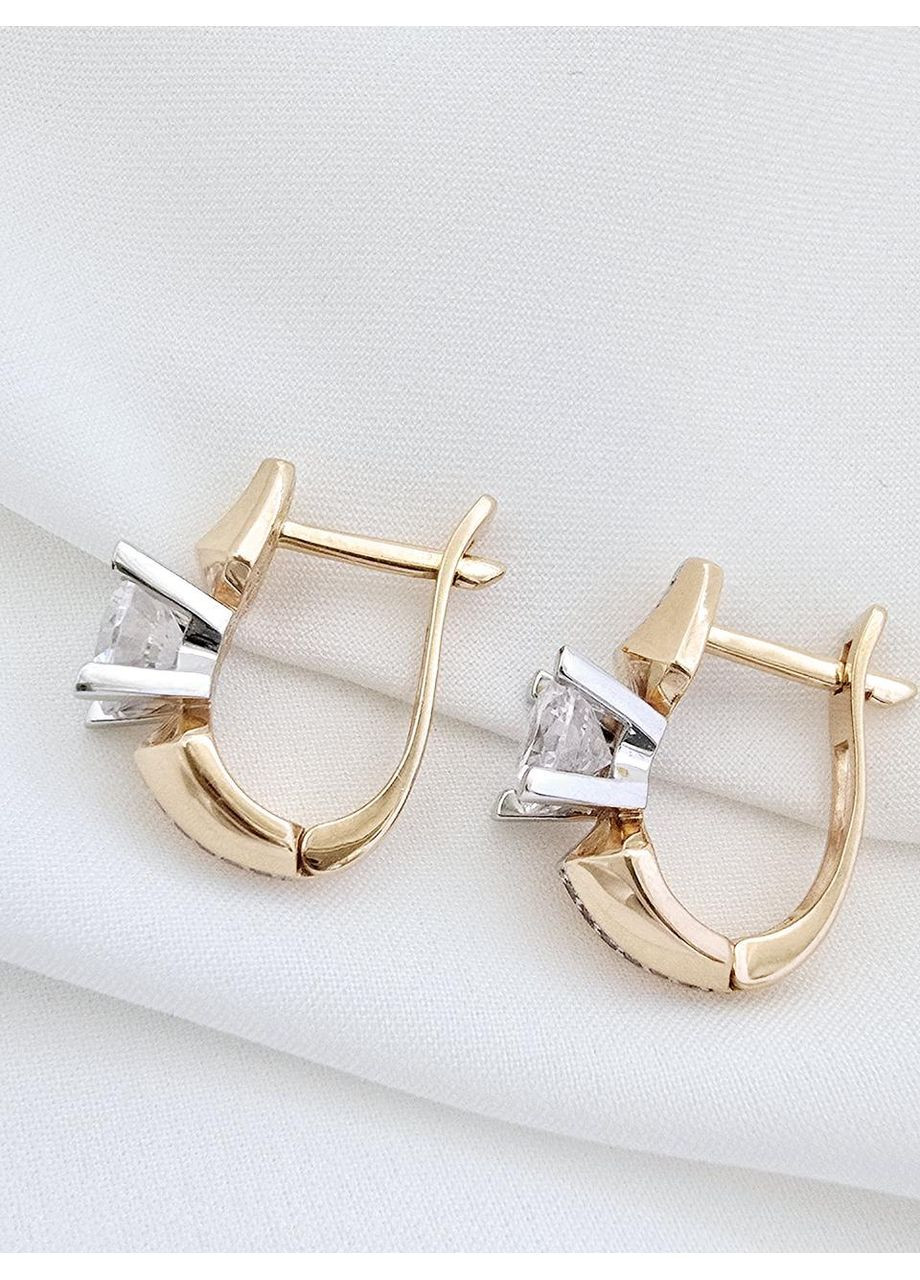 Золотые серьги с цирконами AiR GOLD Харьковская ювелирная фабрика 700329-2с Харківська ювелірна фабрика (355795808)
