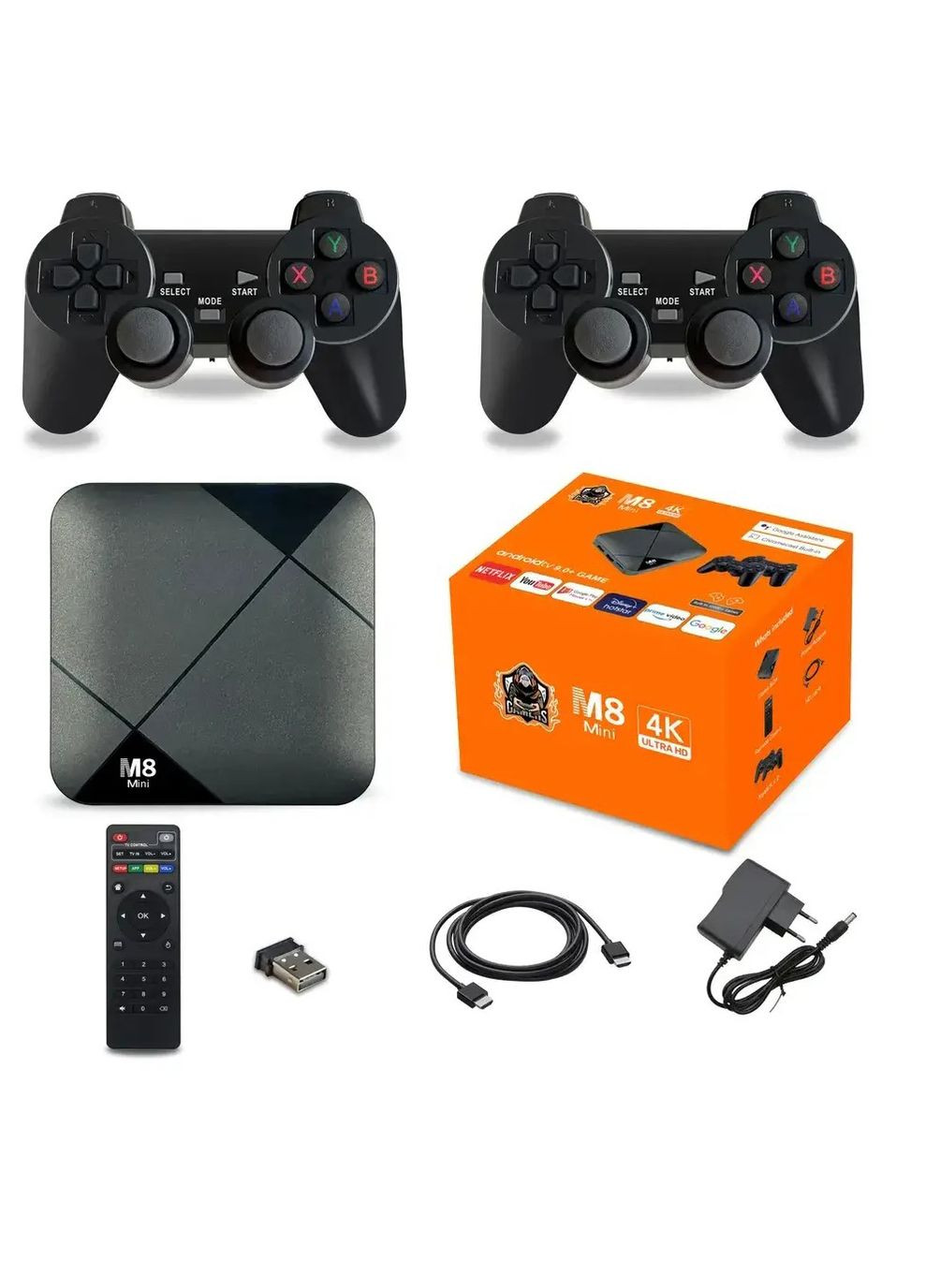 Ігрова портативна приставка консоль GAME BOX M8 MINI 64gb 4K Android TV два бездротові джойстики No Brand (288138994)