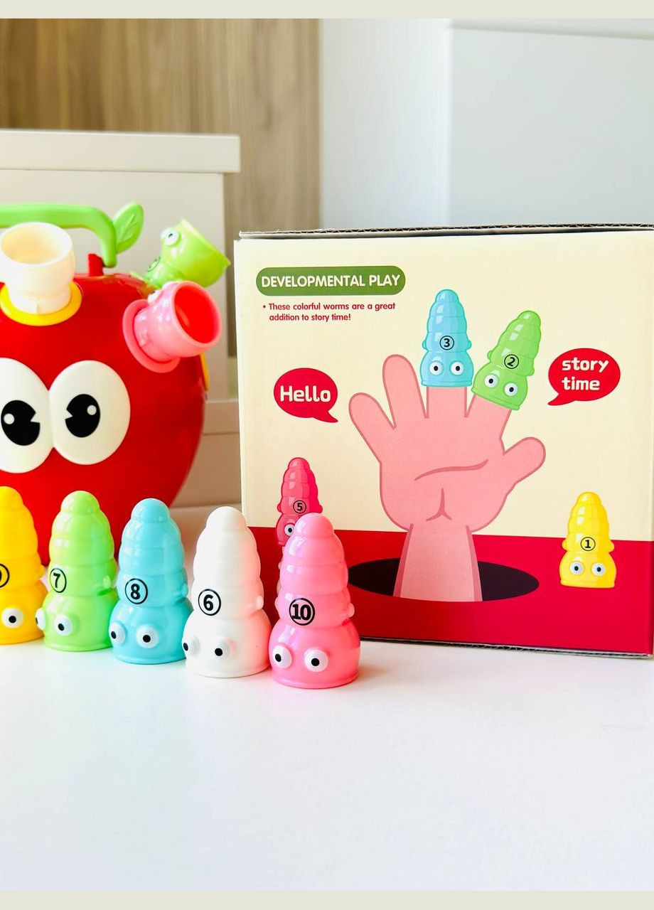 Дитяча розвиваюча логічна гра для вивчення цифр "JY 18003" Яблуко та хробачки Fun Game (327216649)