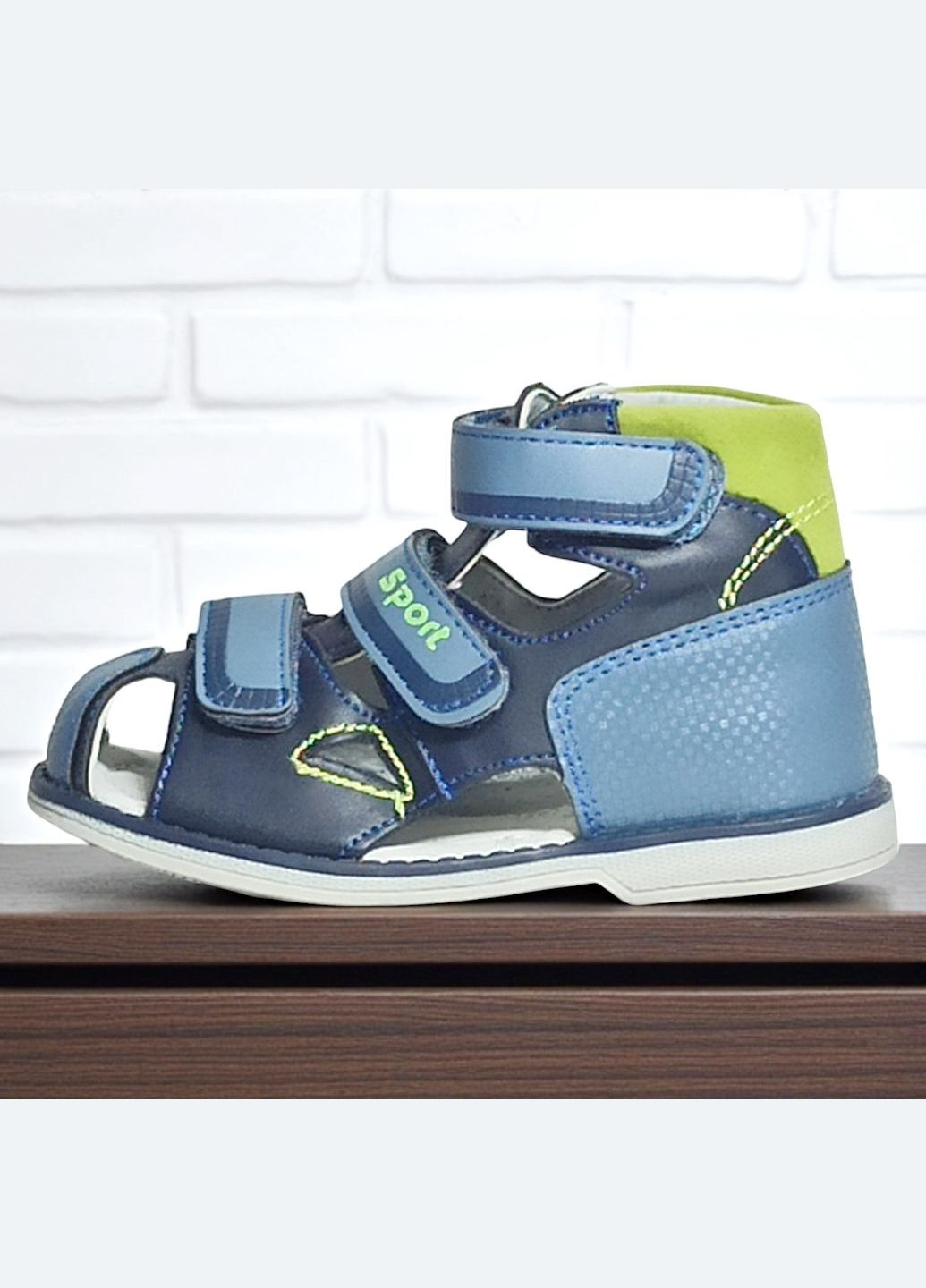 Синие повседневные закрытые ортопедические босоножки сандалии на липучках для мальчика том м Tom.M на липучке