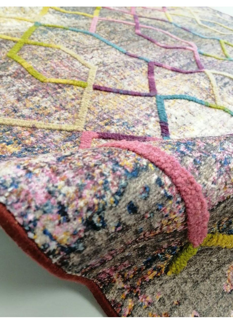 Килим на бавовняній основі Shana Tury 01,120x180 см,фіолетовий, зелений, різнокольоровий. Килим Туреччина. No Brand (366293895)