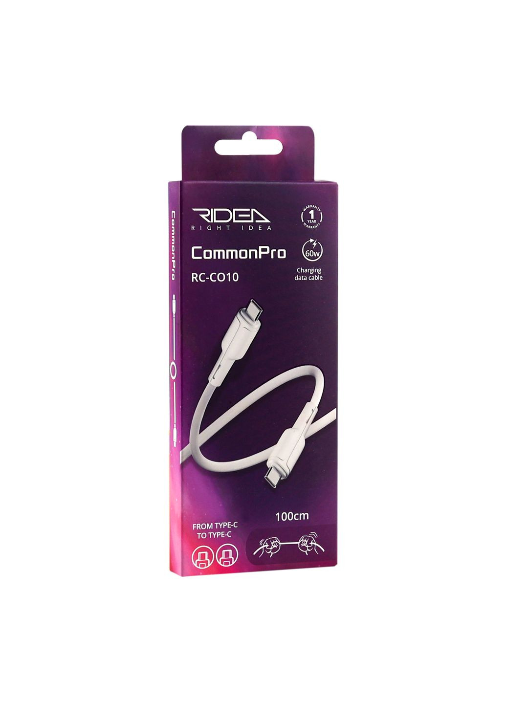 Кабель USB RC-CO10 CommonPro 60W Type-C to Type-C Цвет Белый Ridea (337995098)