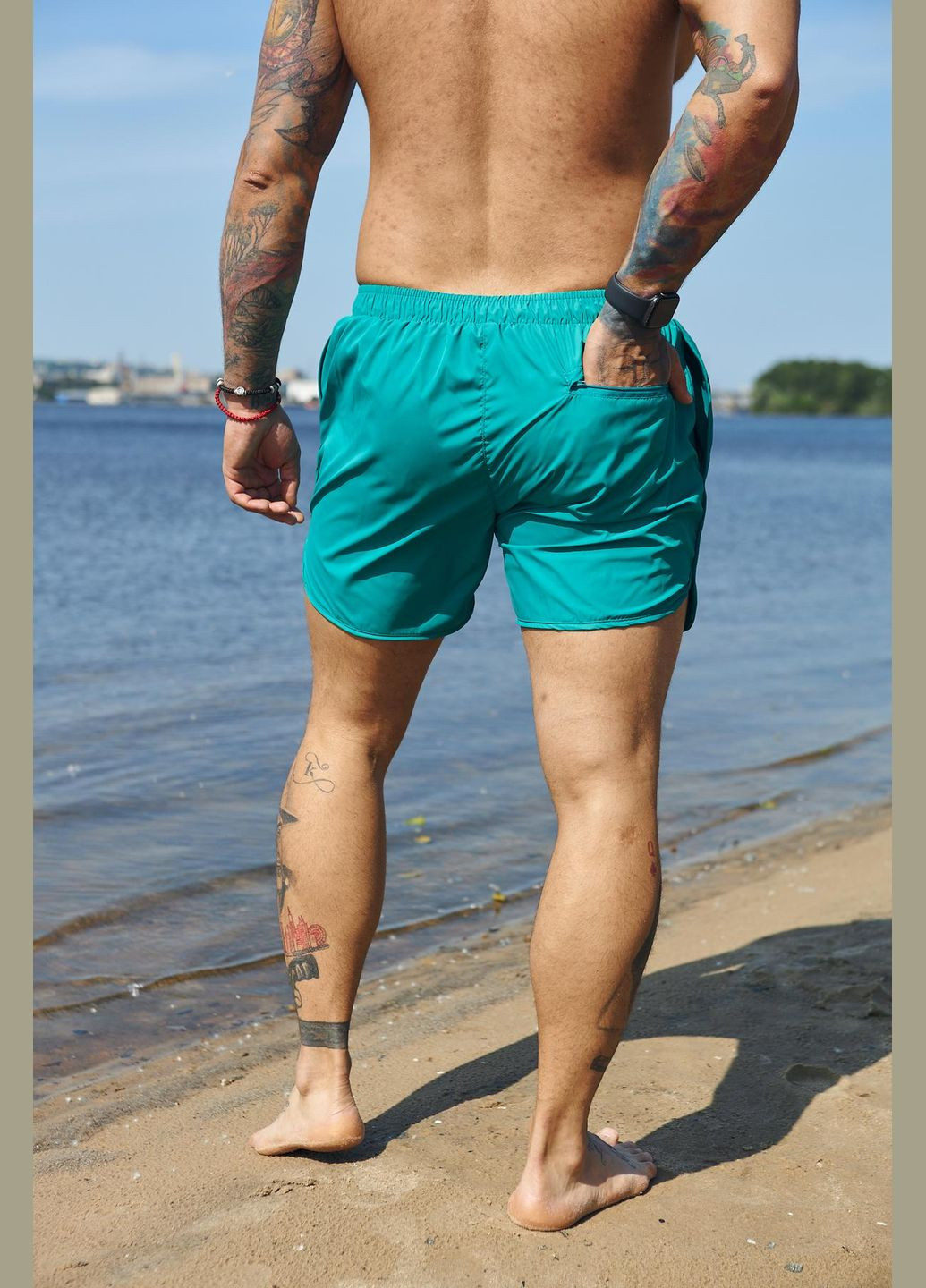 Плавальні шорти чоловічі стильні, комфортні для басейну, літні пляжні бірюзові Intruder (338476546)