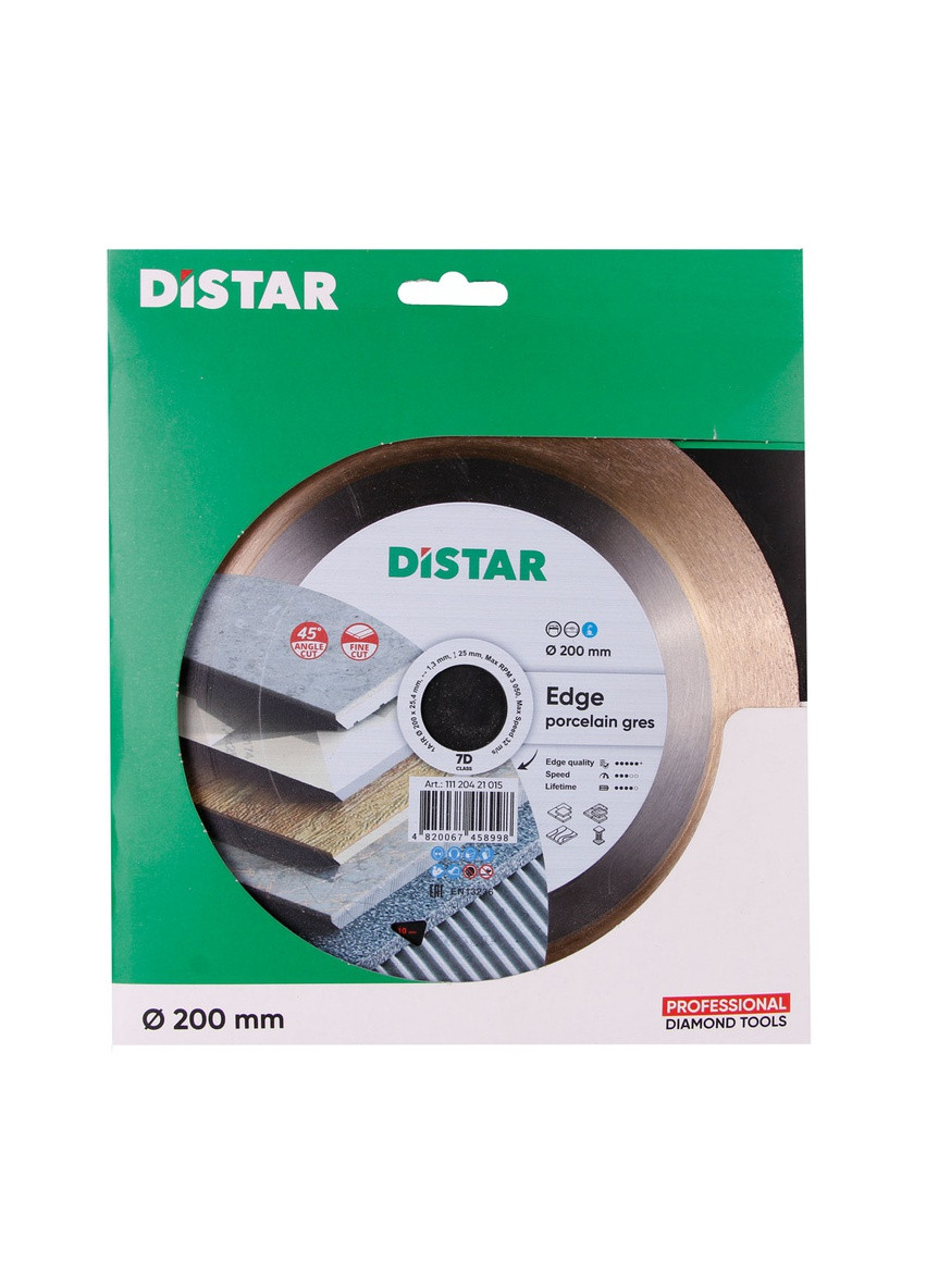 Круг алмазний відрізний Edge 1A1R 200 x 25.4 Суцільний диск для кераміки та керамограніту 11120421015 (10105) Distar (286422875)