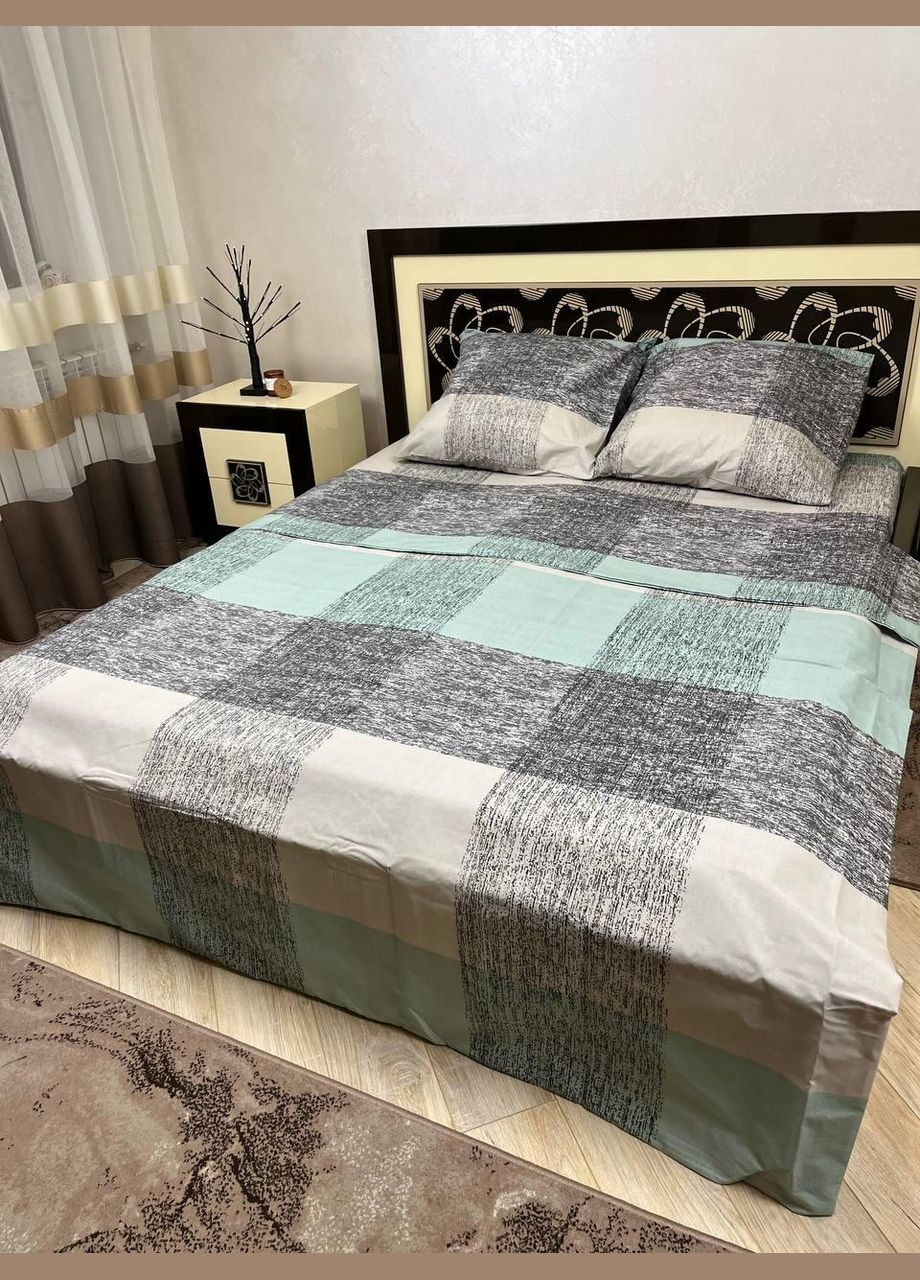 Постельное белье хлопковое Узоры Евро 200 x 220 Бязь Серое 50 х 70 No Brand (280911572)