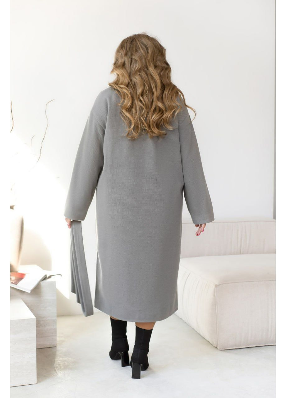 Сіре демісезонне Двобортне пальто oversize двобортне MoDiva