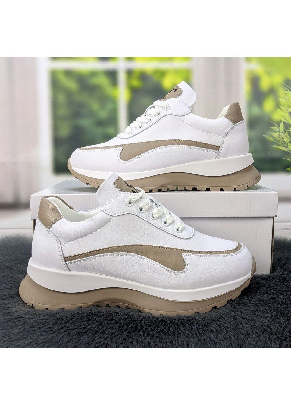 Кросівки жіночі шкіряні на високій підошві Hengji білі демісезони (294050620)