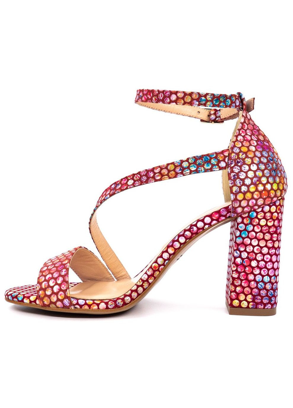 Красные кожаные босоножки 3883 UNCOME с ремешком