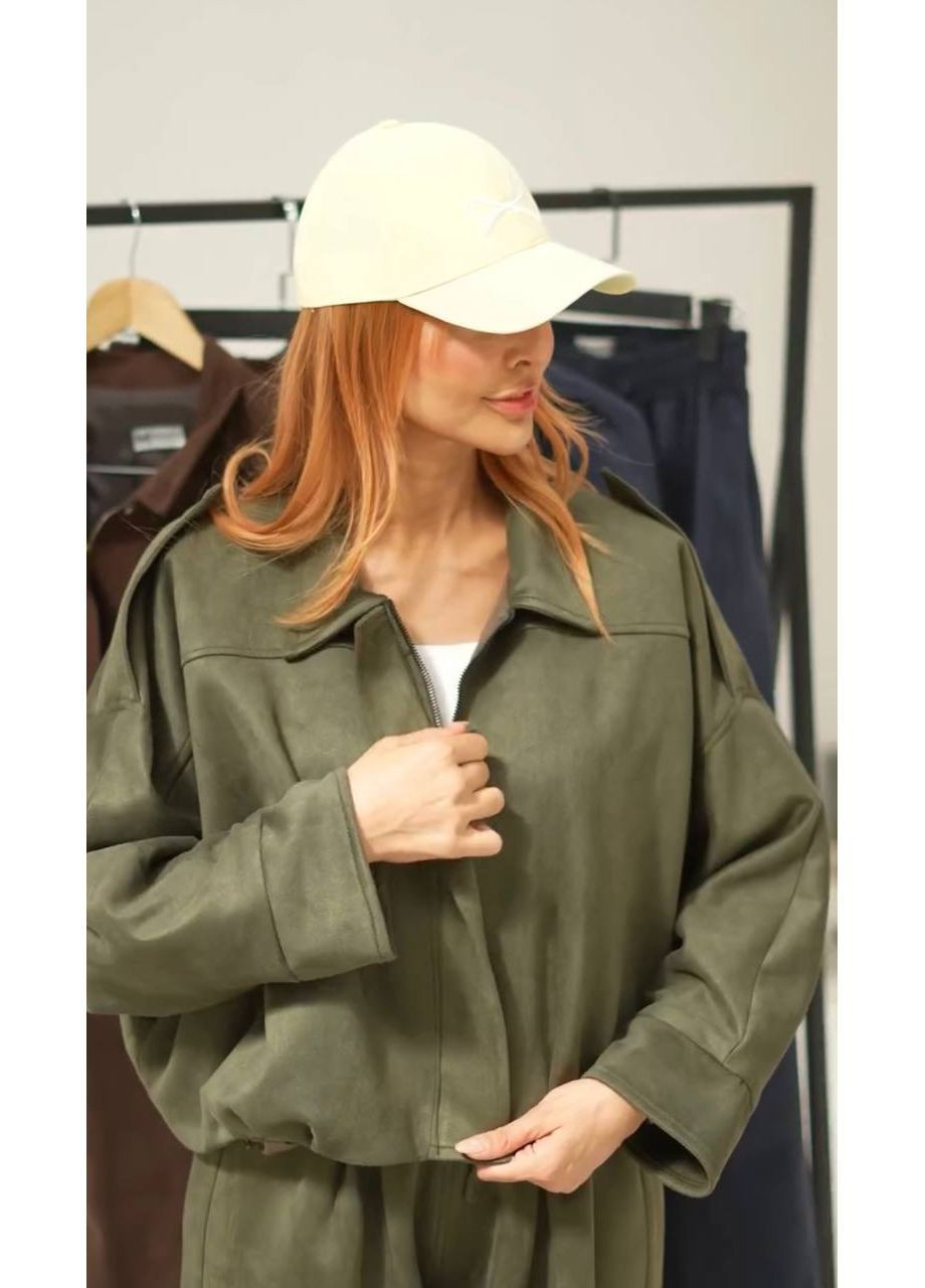 Женский замшевый костюм бомбер на подкладке и брюки палаццо MonCher (362206364)