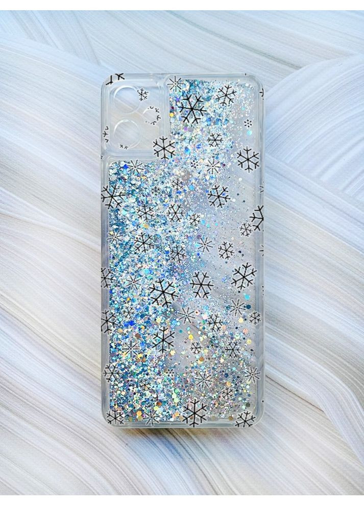 Чехол с плавающими блестками для Samsung Galaxy A05 (A055) Фон Снежинки (принт 204) CASE CONTROL (362963723)