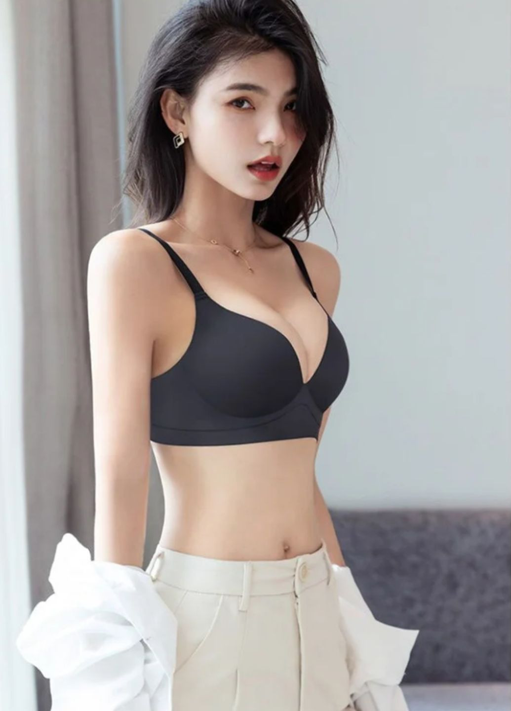 Чёрный бралетт женский формованный гладкий бюстгальтер с боковыми косточками perfect comfort (1827 ) 90 Macarena нейлон
