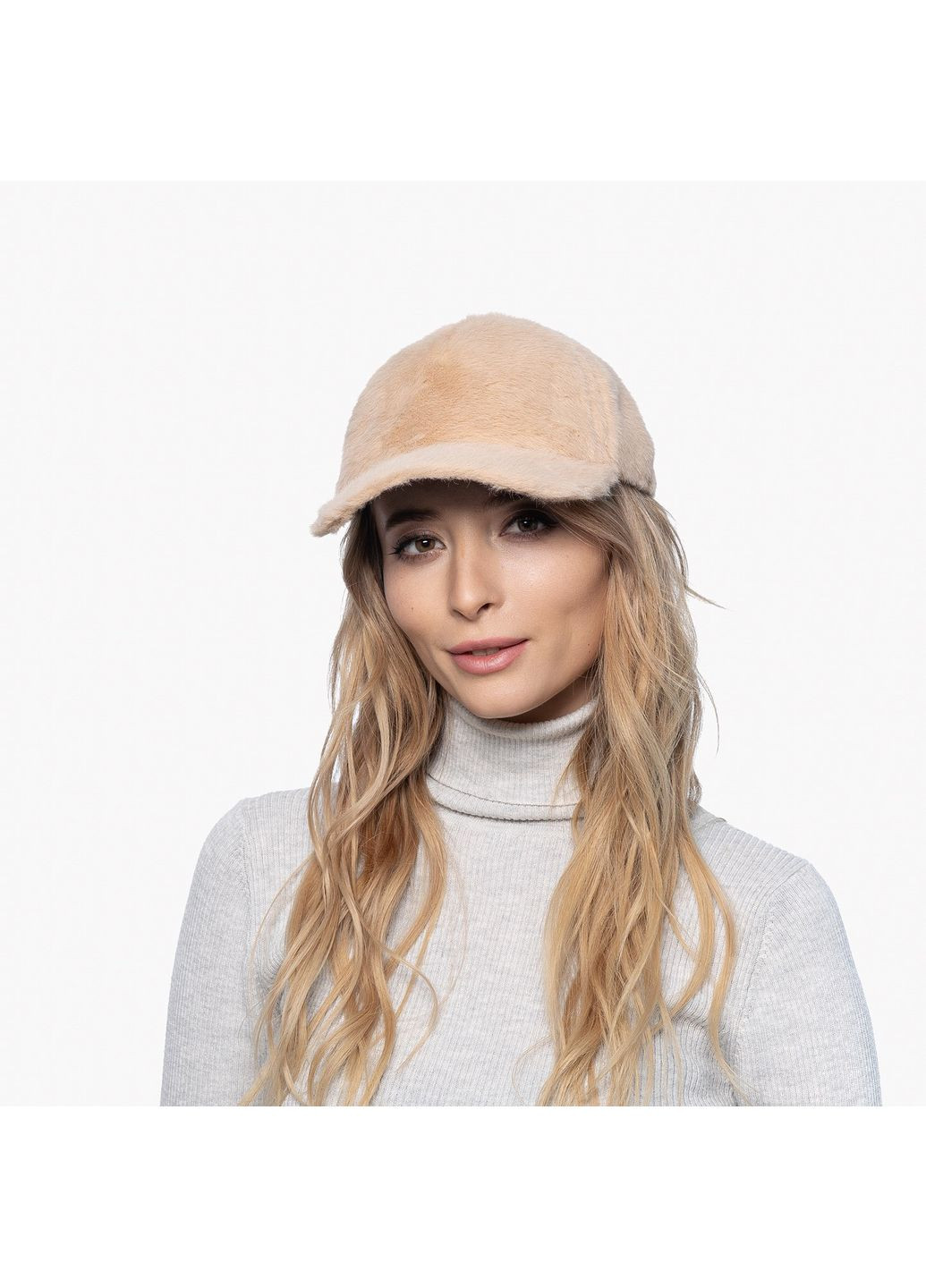 Бейсболка з регулятором жіноча штучне хутро кролик бежева LAM LuckyLOOK 279-162 (322792159)