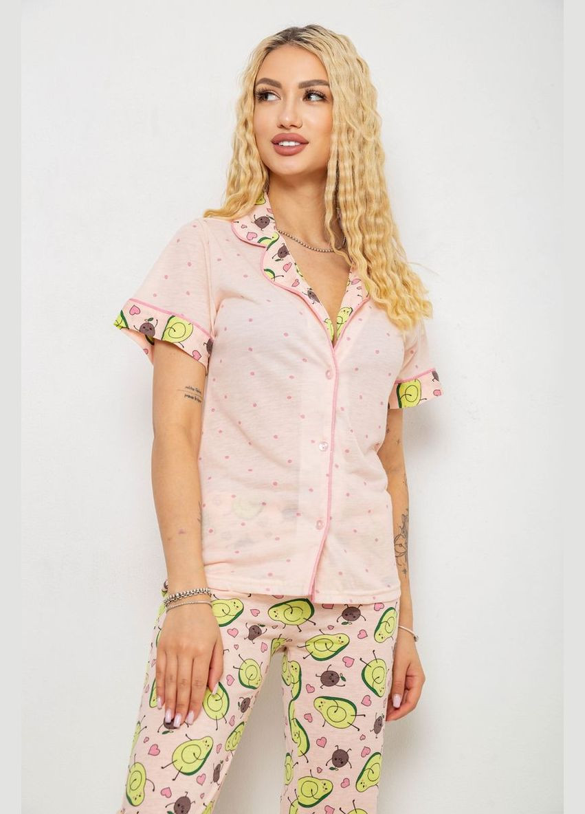Персиковая пижама женская с принтом Ager 243R7091