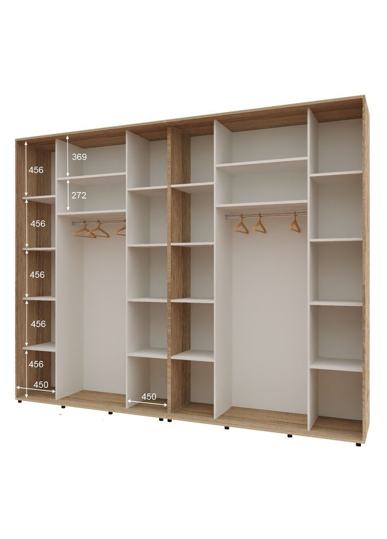 Шкаф-купе четырехдверный Комфорт Мебель 300*60*240 см Натуральный 4 двери Зеркало Макси Комфорт Меблі (360460227)