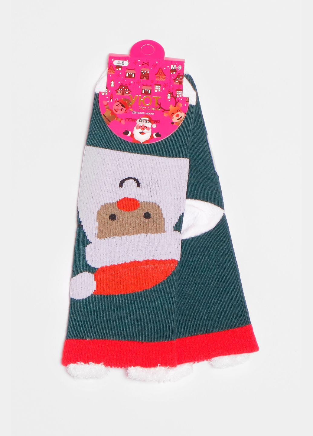 Носки детские с новогодним принтом зеленого цвета Let's Shop (305054198)