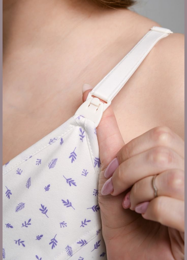 Хлопковая ночная рубашка на эластичных бретелях для беременных и кормящих Мамин Дім (292253235)