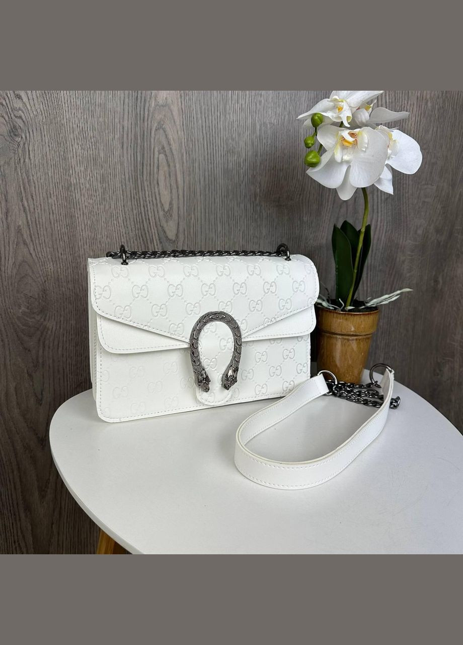 Модна жіноча міні сумочка клатч на ланцюжку в стилі Гучі, маленька сумка на плече підкова Білий No Brand (334729717)