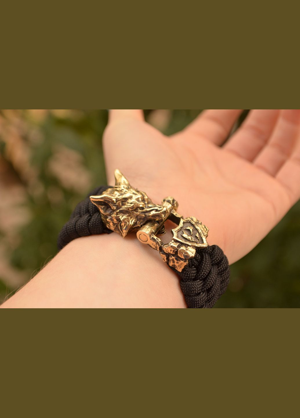 Браслет из паракорда с Волком и Гербом Украины из латуни ручного литья под заказ + брелок в подарок No Brand (341738699)