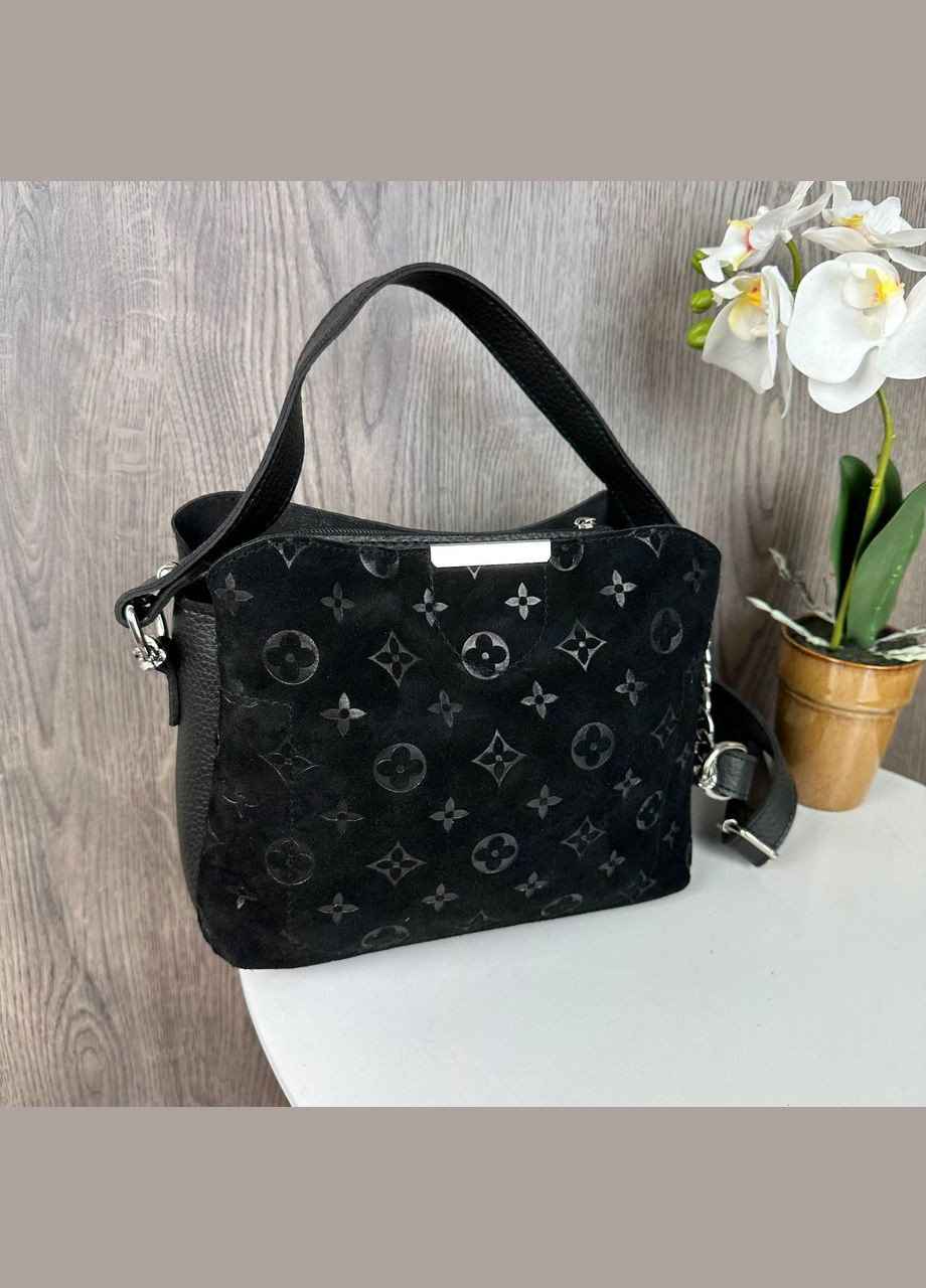 Женская замшевая сумочка с тиснением черная No Brand (298997342)