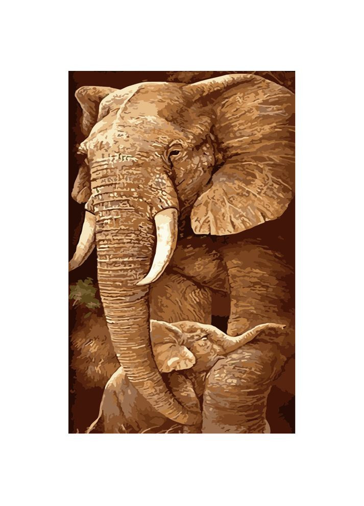 Картина по номерам Слоник с мамой см для детей. Strateg (369759182)