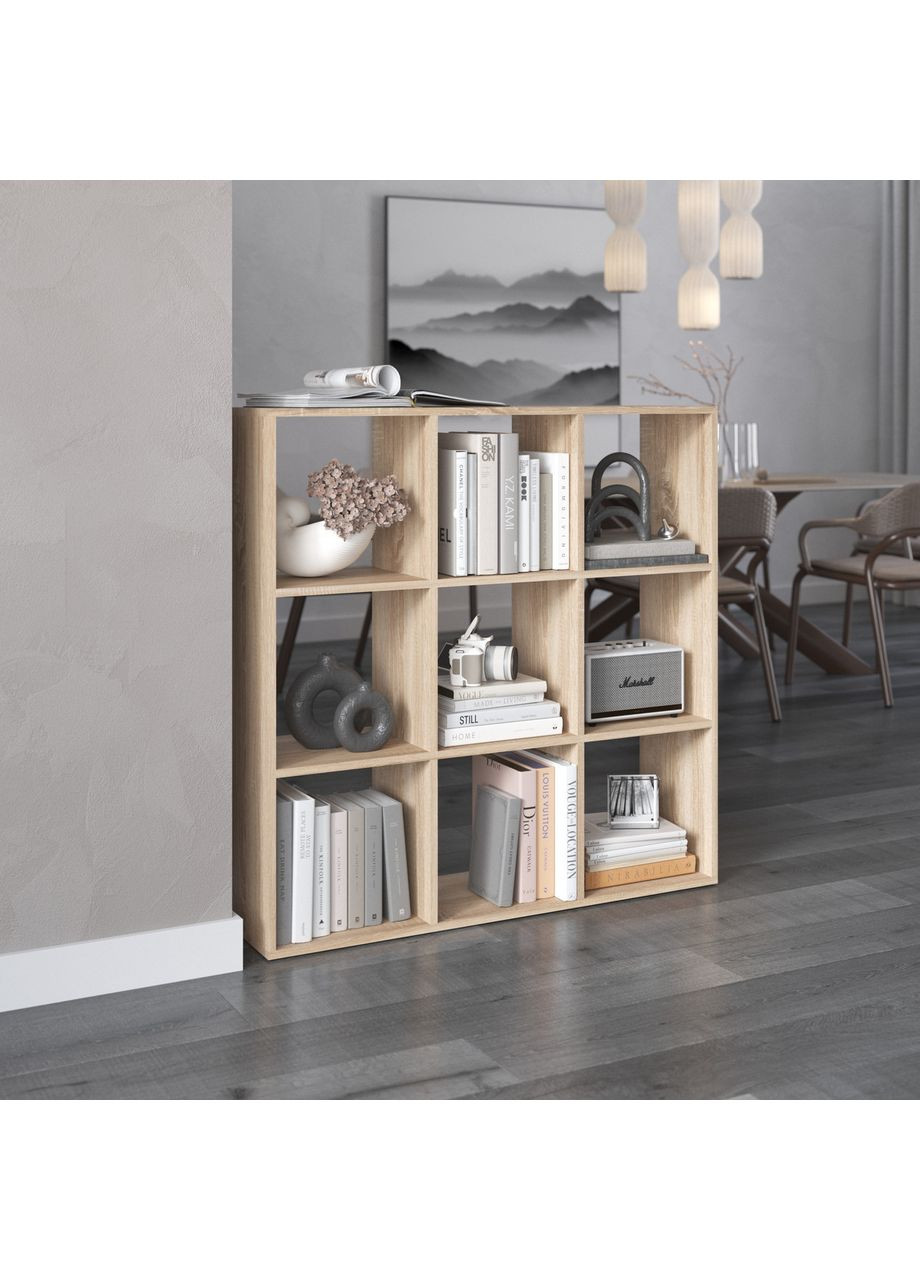 Стелаж для книг, стелаж для дому на 9 комірок M-20 Дуб сонома VAYS (373315233)