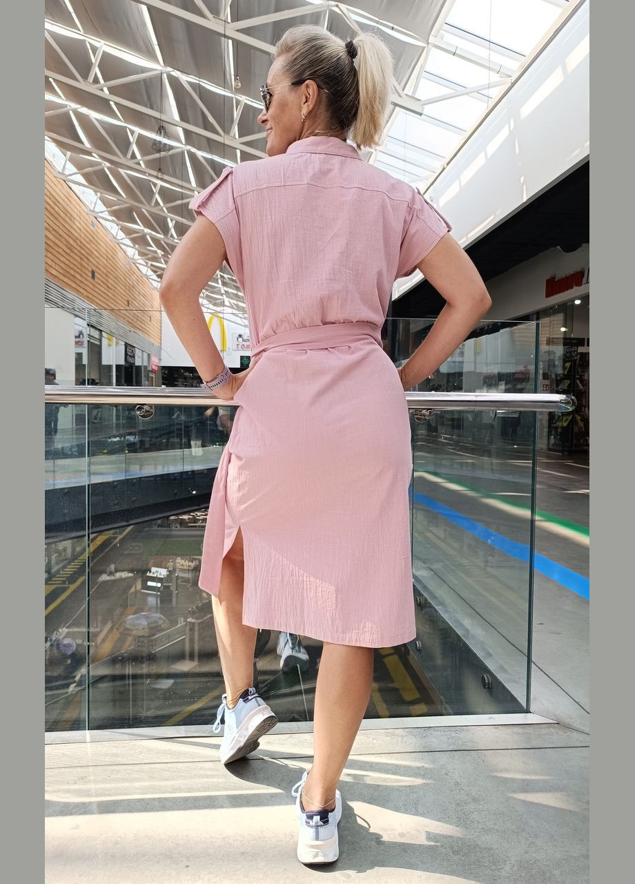 Рожева кежуал пудрове жіноче плаття на гумці 2 Льва