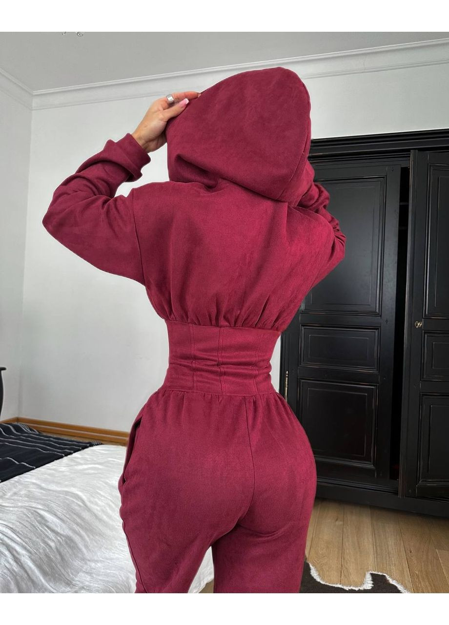 Комбинезон женский с имитацией корсета. MonCher комбинезон-брюки бордовый повседневный искусственная замша