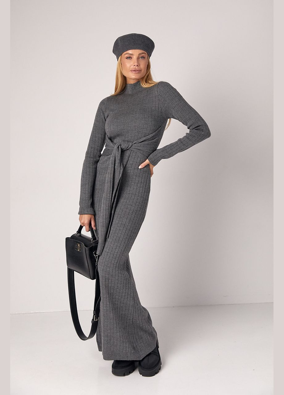 Серое повседневный платье макси длины No Brand однотонное