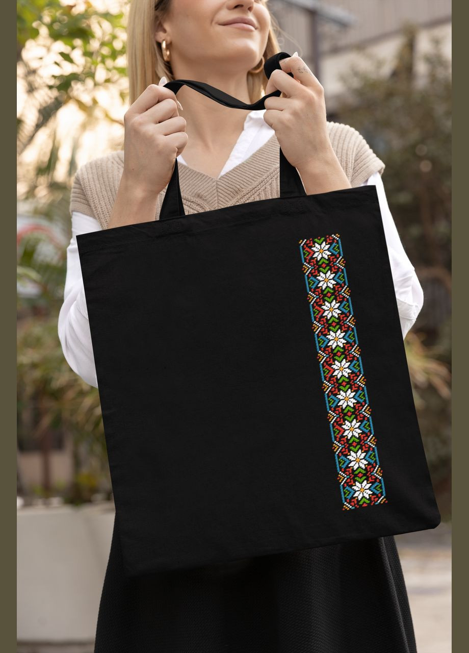 Эко сумка, шоппер, с патриотическим принтом "Украинский орнамент цветочный" Push IT Кавун шопер (316138064)