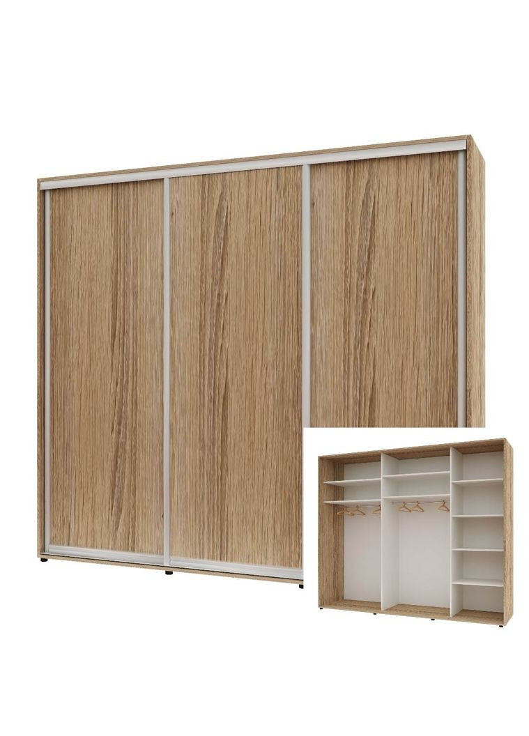 Шкаф-купе трехдверный Комфорт Мебель 240*60*220 см Натуральный 3 двери ДСП Стандарт Комфорт Меблі (360471453)