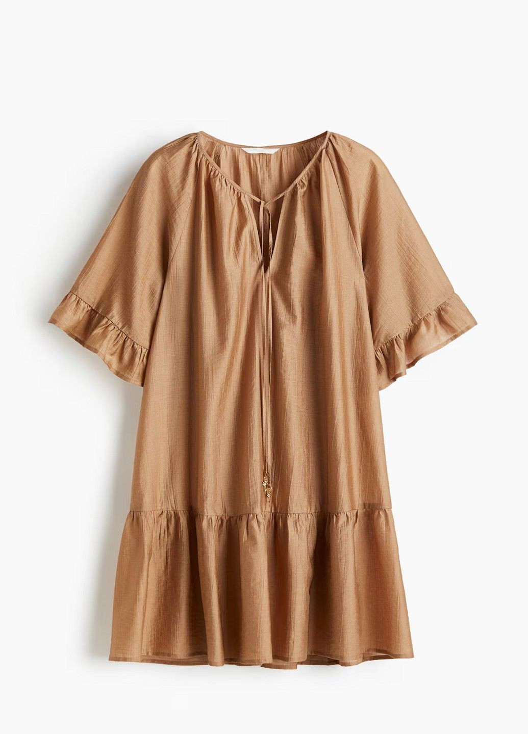 Темно-бежевое кэжуал платье H&M однотонное