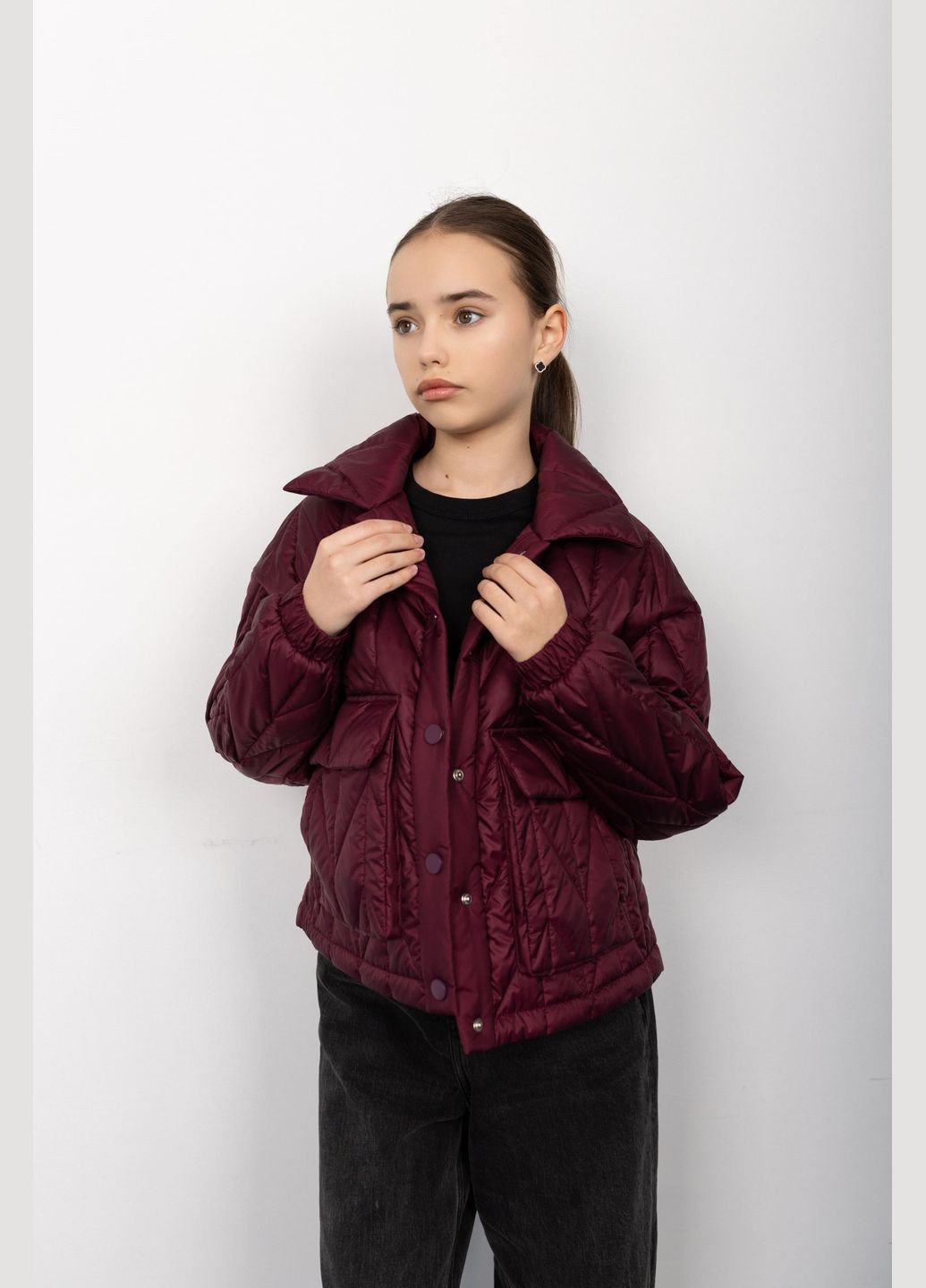 Комбінована демісезонна куртка емма бургунді Cvetkov Эмма