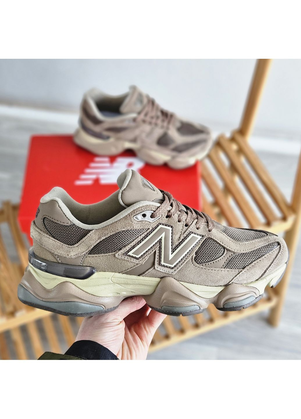 Коричневые демисезонные кроссовки мужские и женские new balance 9060 beige brown | нью беланс 9060 коричневые No Brand
