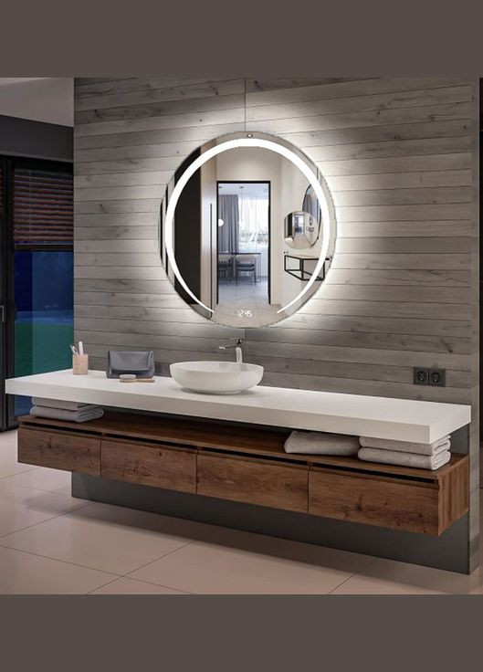 Зеркало Vico (50 х 50) c LED- подсветкой, часами и линзой ХАСТ (302810731)