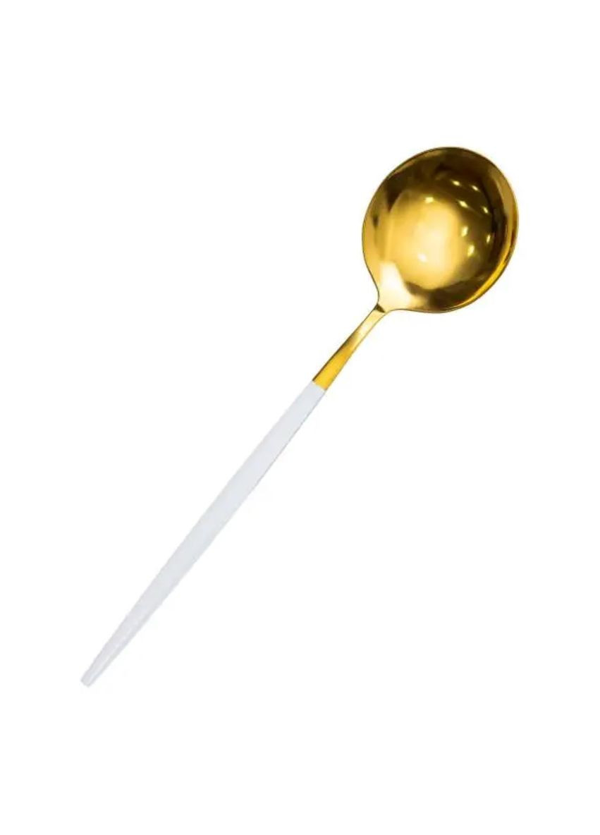 Набор столовых ложек 6 штук ложки столовые из нержавейки 21 см Белый с золотом Yiwu (356460177)