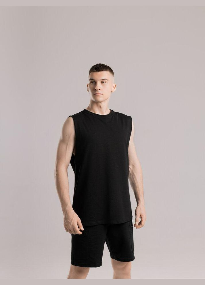 Стильная мужская однотонная майка черная Freedom (346474973)