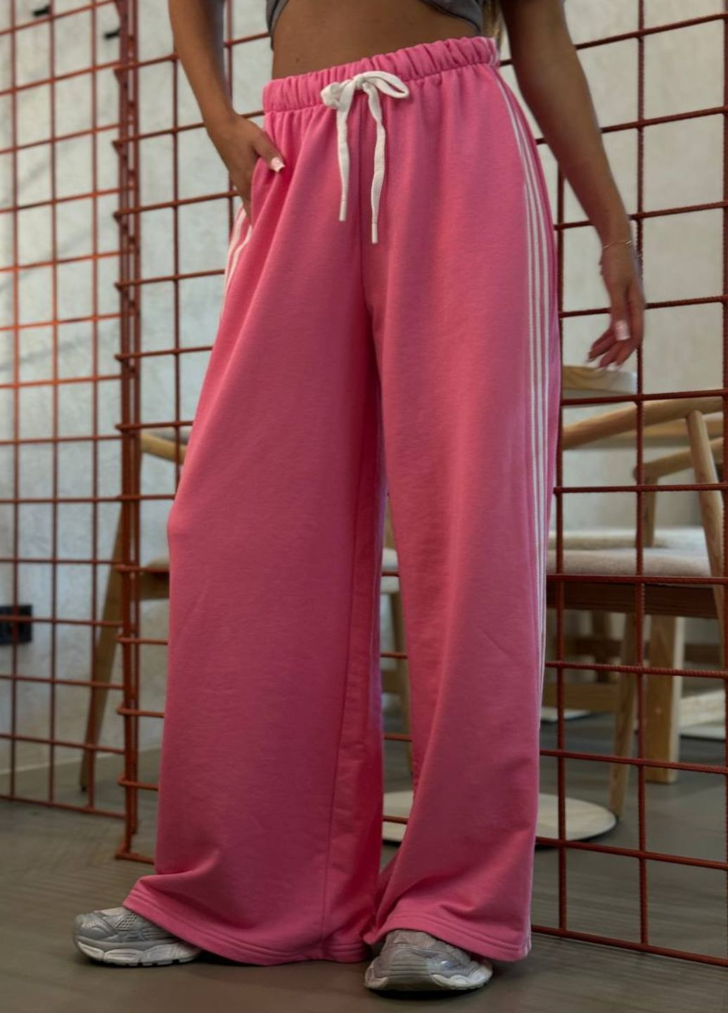 Базові повсякденні штани палаццо високої посадки з лампасами та кишенями Tik-Tak (350607384)