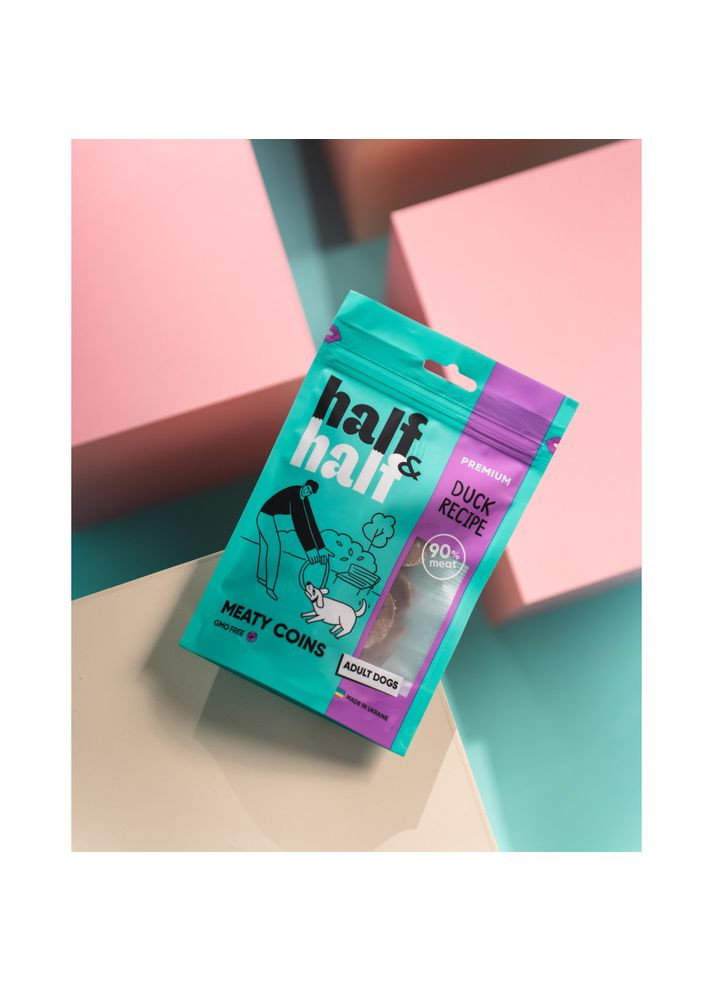 Ласощі HalfHalf м ясні монетки для собак із качкою 100 г No Brand (355795097)