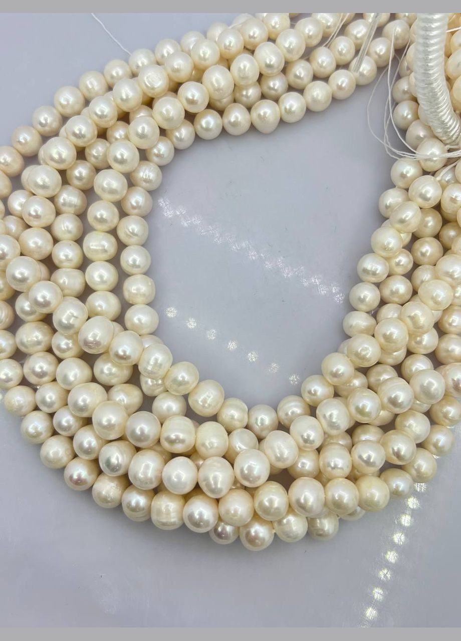 Перли на нитці без замка 9-10 мм 40 см Білий 11376 No Brand (315343379)