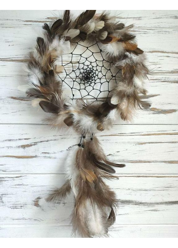 Ловец снов 1 круг из пера декоративного петуха. No Brand (366871702)