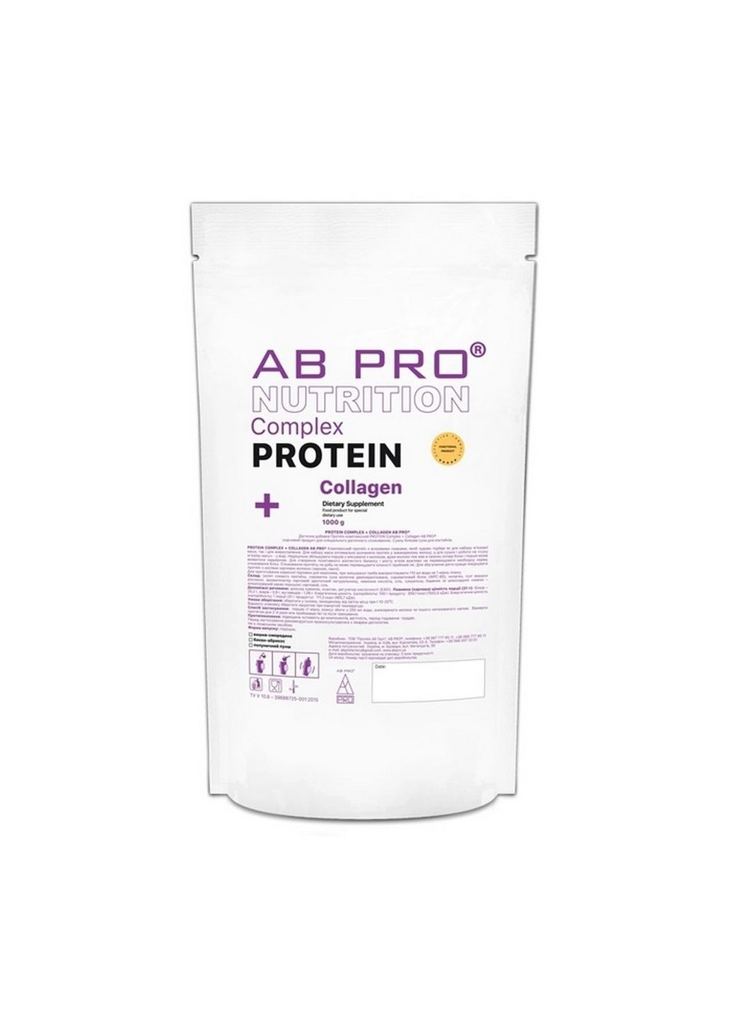Протеин Protein Complex + Collagen, 1 кг Клубничный пунш AB PRO (293341887)