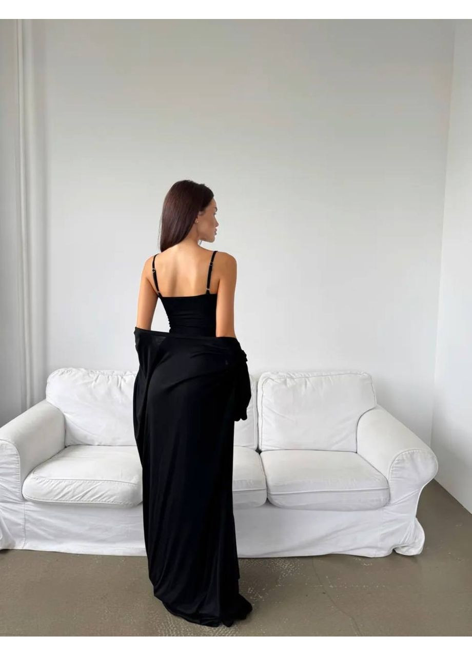 Черный летний женский комплект с платьем и кардиганом Avanti