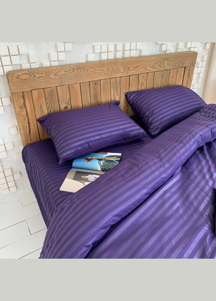 Півтораспальний КПБ мікро страйп сатин "Фіолетовий" (145х210, 70х70) Glav Textile (297365387)