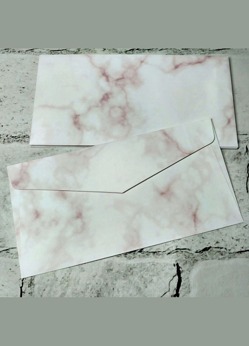 Конверт паперовий Мармур 19,1х9,5 см Світло-рожевий No Brand (338627304)