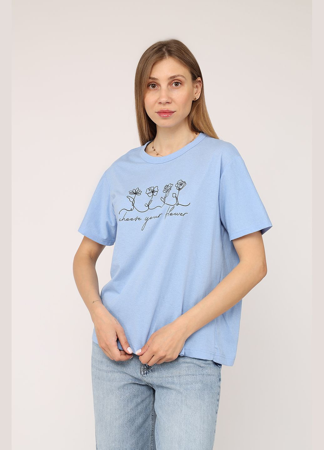 Футболка с коротким рукавом женская цвет голубой CB-00272845 Yuki - (333801877)