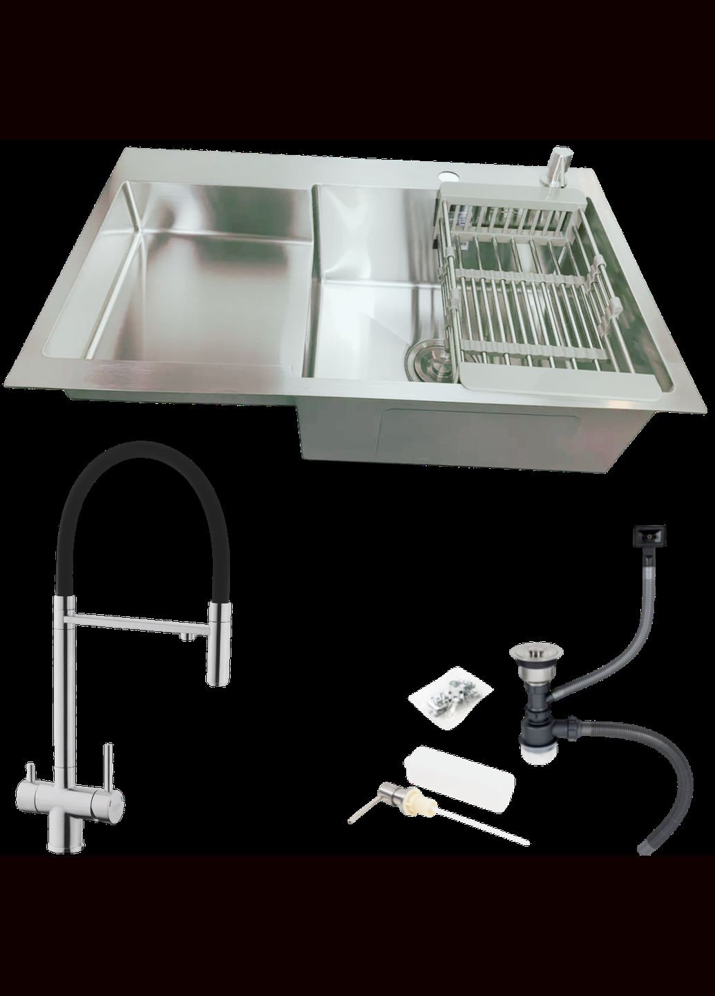 Комплект кухонної мийки KRP Gebürstet - 78х48RHM (3.0/1.0 мм) R Kroner (336933153)