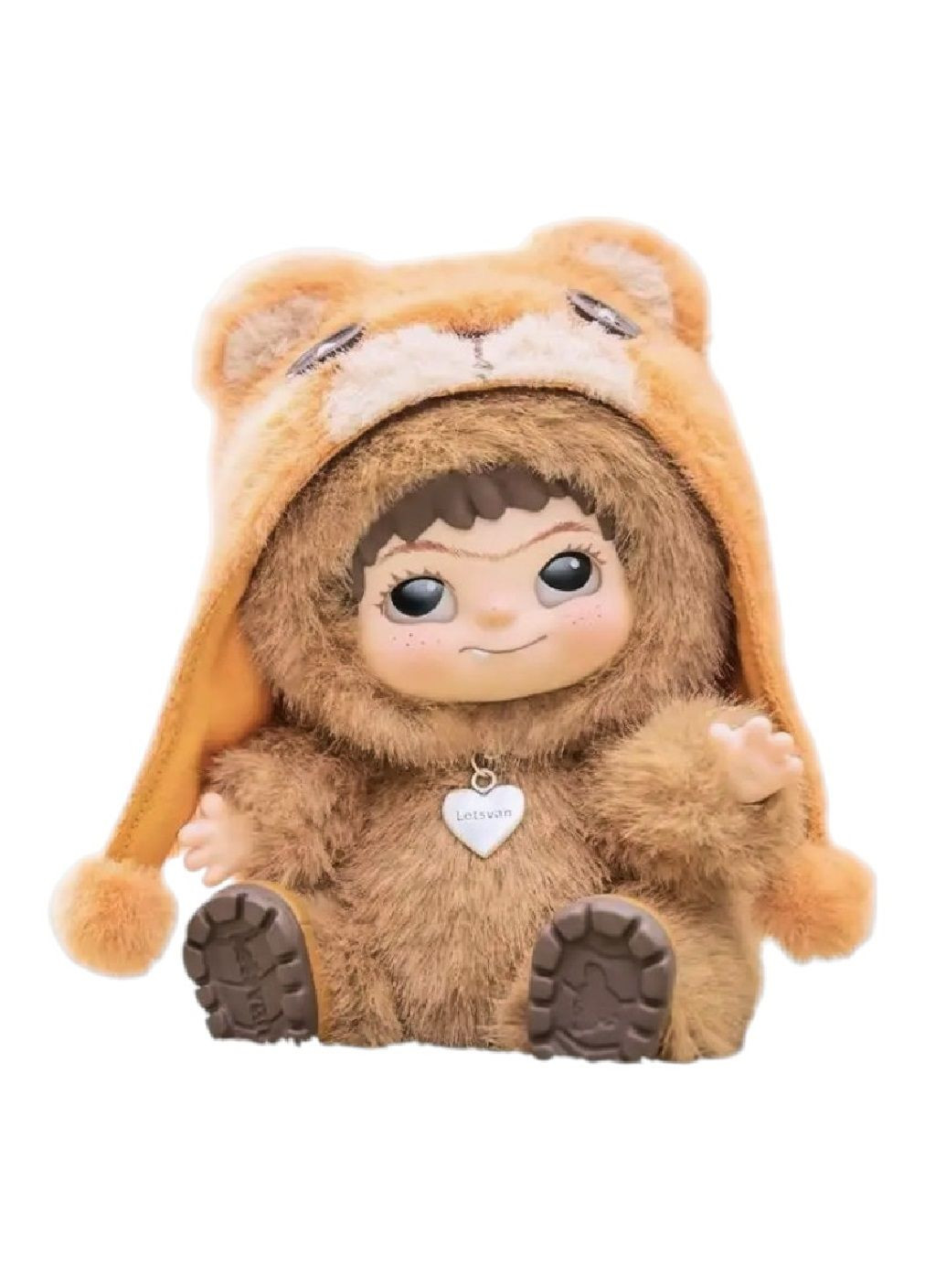 Мягкая плюшевая игрушка фигурка брелок Вакуку Лабубу с шапочкой петлей для подвешивания на рюкзак сумку (481243-Prob) Коричневая Unbranded (358494927)