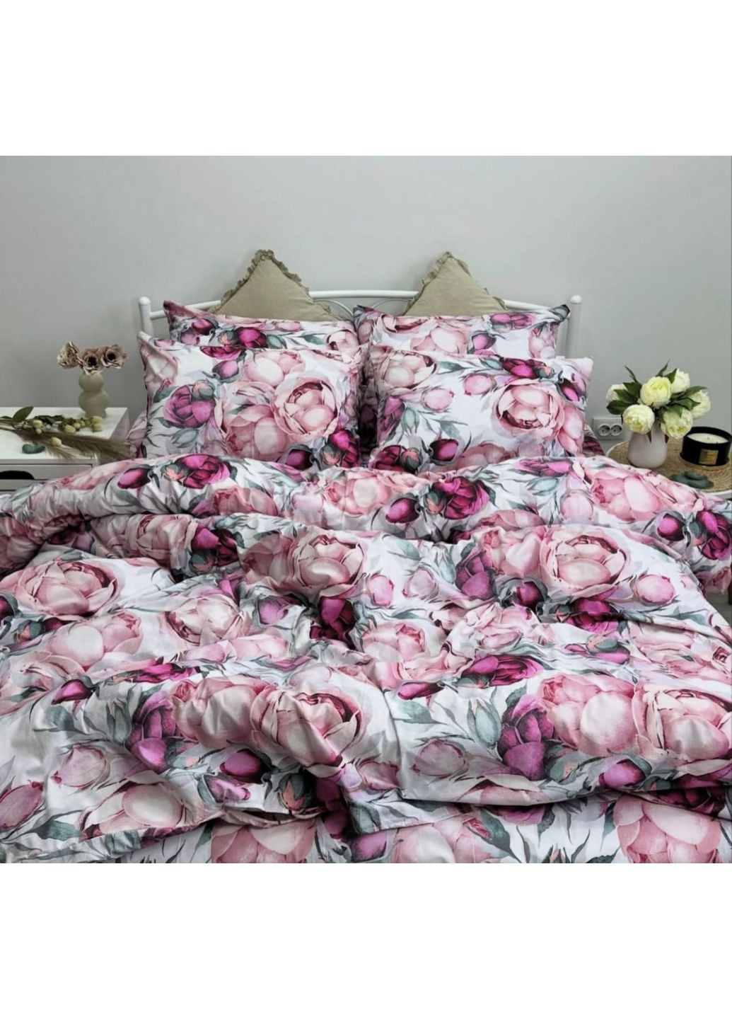 Комплект постільної білизни Бязь Голд "Півон" Євро 200х220 см No Brand (366667214)