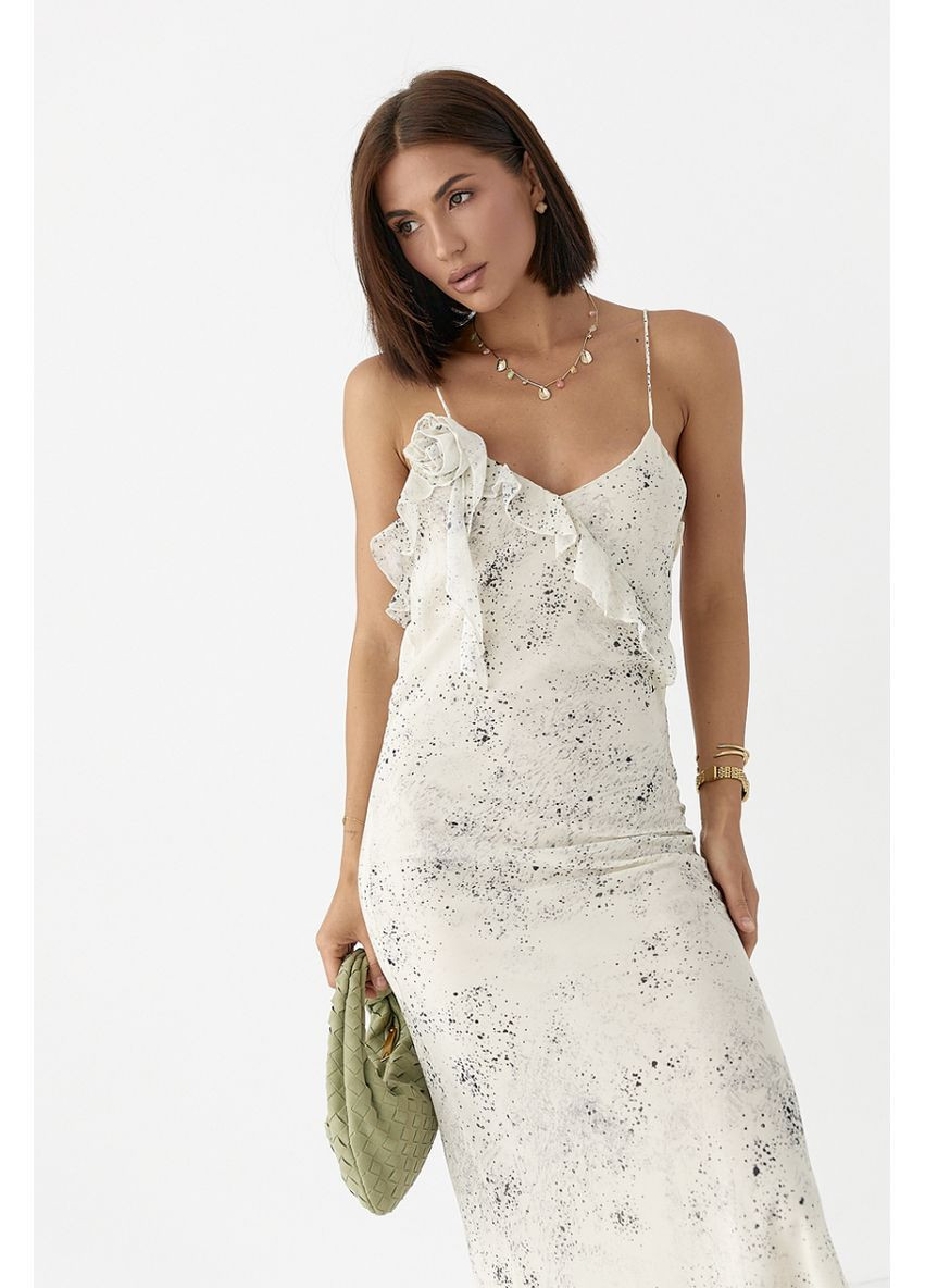 Летний женский шифоновый сарафан с цветком Lurex